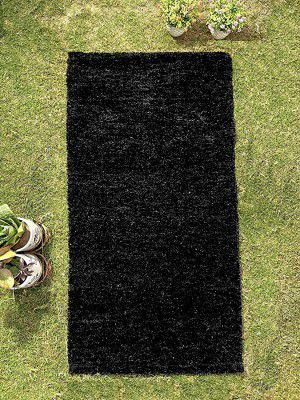 RADRUGS Sparkling Black Soft Fur Handmade Rug (55 X 110 CMS)