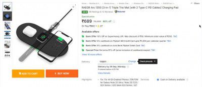 RAEGR Arc 1350 [3-in-1] Triple Trio Mat [with 2 Type-C PD Cables] Charging Pad