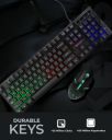 RAEGR RapidGear X30 Wired Rainbow Backlight Keyboard and 1200 dpi Mouse Set, LED Backlit, Floating Keycaps with Breathing Lights Effect, Plug and Play  - Black RG10471...