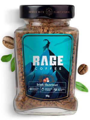 RAGE COFFEE Irish Hazelnut - Flavored Instant Coffee Powder for both Hot & Cold Coffee, 100% Single Origin Arabica Coffee Beans Powder (IRISH HAZELNUT, 50g)