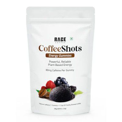 Rage Coffee Premium Energy Coffee Shots Gummies 105g | Plant-Based Chewables with 80mg Natural Caffeine per shot - 30 Counts