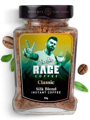 Rage Coffee Premium Silk Blend Classic - 50g of 100% Pure Arabica Beans | Fuel Your Day with Plant-Based Vitamin Coffee for Enhanced Fitness, Energy, and Focus | Hot and Cold Coffee