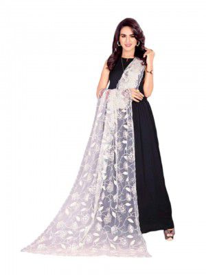 Rahulraj Textile Womens Nylon Mono Net Dupatta For Girls | Embroidery Dyeable Net Dupattas For Womens | White Net Dupatta For Girls/Womens - Pack of 1