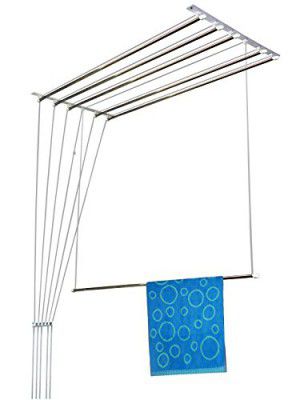 Rainbow Drywell Heavy Duty Stainless Steel Luxury(6 Pipes X 6 Feet) Protected Nylon Ropes Individual dropdown Ceiling Cloth Dryer/Cloth Hanger/Cloth Drying Stand