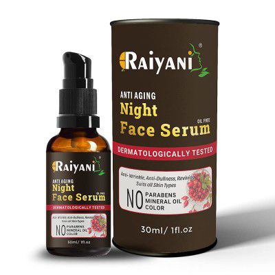 Raiyani Anti Aging Night Face Serum - Oil Free - Anti Wrinkle Anti Dullness Reviving (30 ml)