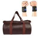 Raizex® Combo Set of Gym Bag Duffel Bag with Shoulder Strap for Men & Women with Blue Wrist Support Band for Daily Exercise...