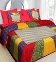 RajasthaniKart Comfort Rajasthani Jaipuri Traditional Sanganeri Print 144 TC Cotton Double Size Bedsheet with 2 Pillow Covers (Double, Red)...
