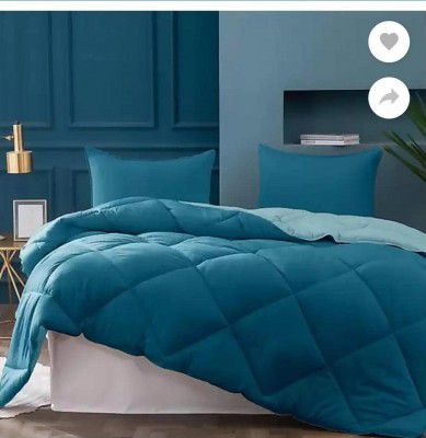 RajasthaniKart Microfiber Reversible Comforter, Single (Blue and Sea Green, 200 GSM)