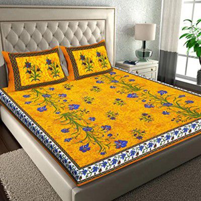 RajasthaniKart Pure 100% Cotton Double Bed Sheet with 2 Pillow Covers
