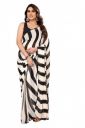 RAJESHWAR FASHION WITH RF Women's Readymade Pleated Pre Drape Stitched Printed Georgette Sarees...
