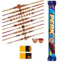 Rajkriti Combo of 10 Dora Rakhi Set And 1 Chocolate for Brother, Bhaiya, Bhabhi with Roli Chawal & Greeting Card | Premium Rakhi Chocolate Hamper| Premium Rakhi Hamper...