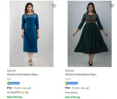 Rajmati Womens Kurtas Starting at ₹99