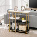 Rakhi Arts Wrought Iron Marbled Finish Sofa Console Table - Elegant Narrow Entryway Table with 4-Tier Storage for Living Room, Entrance, or Corridor...