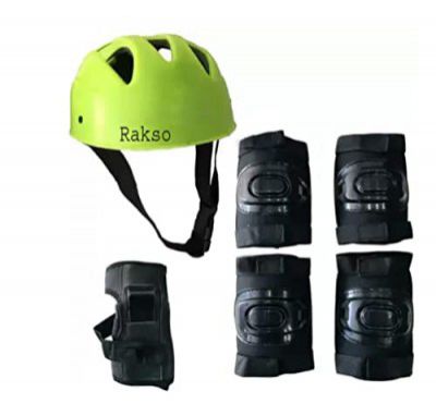 RAKSO Skating & Cycling Protective Set - Color- Green (Set of 4 pcs) Kids