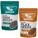 Ramam Premium Flax & Chia Seeds Combo High Omega-3, Fiber & Protein | Superfood Blend Gluten-Free, Vegan, Non-Gmo | Vitamins & Minerals| 100% Natural Raw Seeds For Eating - 650G...