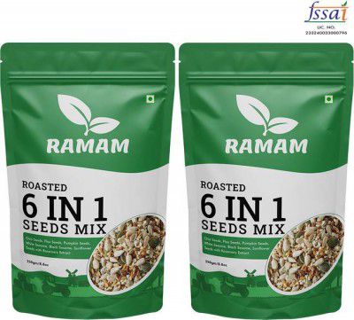 Ramam Ramam Premium 6-in-1 Super Seeds Mix |Roasted & Ready-to-Eat |High Protein | Mixed Seeds  (2 x 125 g)