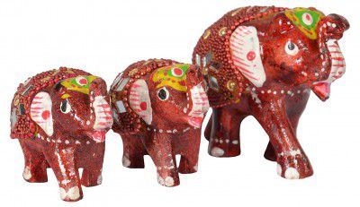 Ramani Handicarfts Elephant Design (Maroon Set of 3)