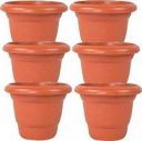 Ramanuj 8 inch Gamle Heavy Duty Round Gardening Flower Pots Plant Container Set (Pack of 6, Plastic)...