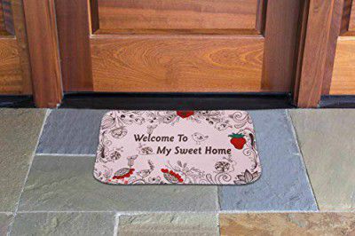 Ramcha Welcome to My Sweet Home Polyester Mat - 16"x24", Multicolour