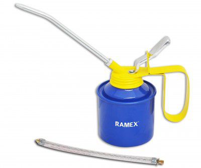 Ramex Multipurpose Metal Oil Can, Oil Can Pump Oiler with 2 Spouts, fixed and flexible