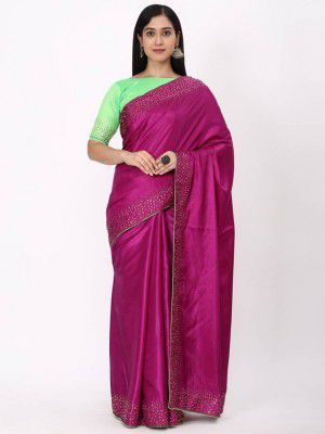 Ramya Ready to Wear Embellished Murshidabad Pure Silk Saree (Purple)