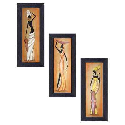 Random (RP-1156) Multicolor Abstract Paintings Set of 3 (6 X 14) Each