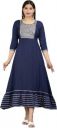 RANGEEN4U  Women Self Design Viscose Rayon Anarkali Kurta  (Blue)...