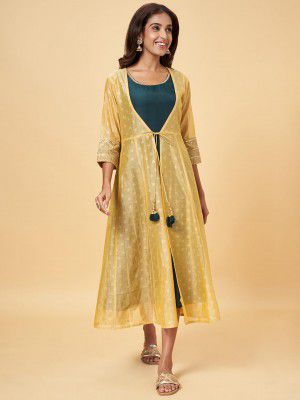 Rangmanch By Pantaloons Women's Chanderi Classic Standard Length Ethnic Dresses