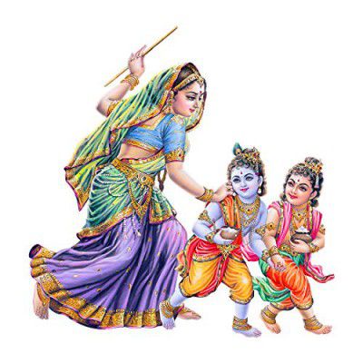 Rangoli Gods Large Yashoda Maa with Little baal Krishna Modern Art Wall Sticker Pack of 2