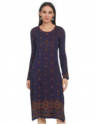 Rangriti Indigo Jacquard Straight Kurta