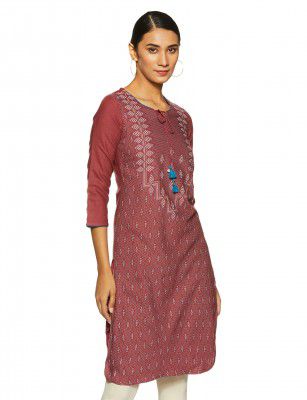 Rangriti Teal Blue Poly Cotton Straight Kurta