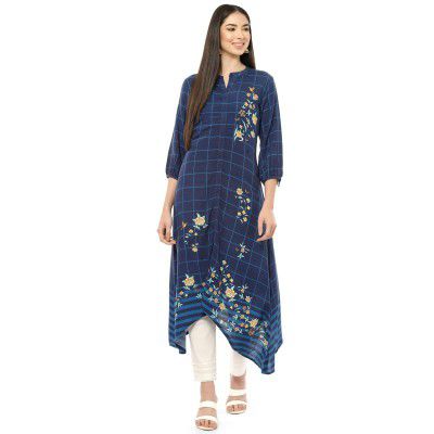 Rangriti Women's Rayon Asymmetrical Knee-Length Dress