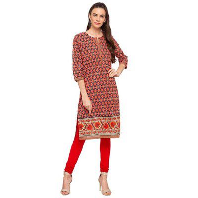 Rangriti Womens Round Neck Printed Kurta