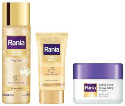 Rania Combo: Rania Hydrating Rose water toner free with Rania Night Cream with Vitamin C, 24K Gold, Niacinamide & Rania CC Cream SPF50PA++IR with Vitamin C,24K Gold