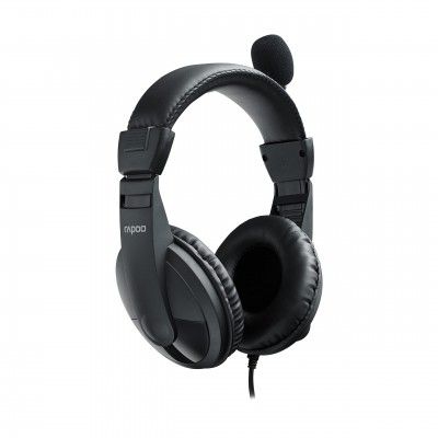 Rapoo H150 Stereo Wired Over Ear Headphones with Microphone Noise-Reduction USB Pc/Mac/Laptop/Chrome OS  