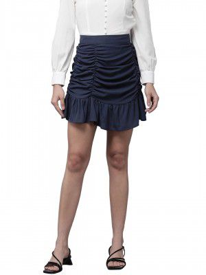 Rare Crepe Western Skirt Navy Blue