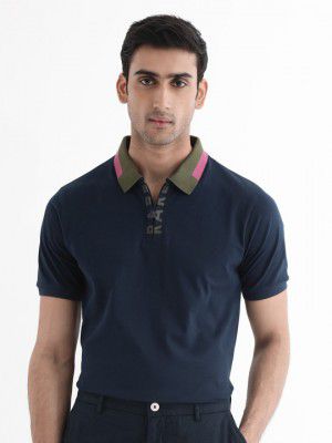 RARE RABBITMen Rique Polo Collar Solid T-Shirt