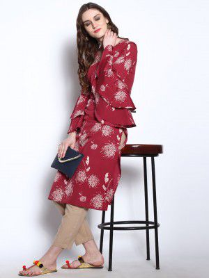 Rare Roots Women's Crepe Straight Kurta