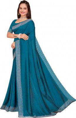 RARIND ENTERPRISE Temple Border Bollywood Georgette Saree (Light Blue)
