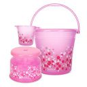 Ratan Plastics 3 Pieces Bathroom Set 1 Frosty Bucket 16L + 1 Frosty Mug 1000ml + Nova Patla 10...