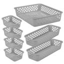 RATAN PLASTICWARE Diana Tray Baskets Pack of 7 (Small X 4/ Large X 1/ Narrow X 2) - (Grey) | Kitchen...