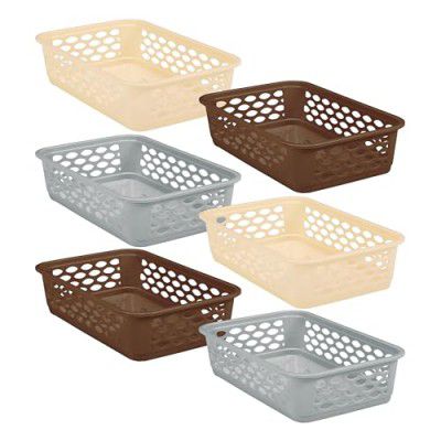 RATAN PLASTICWARE Diana Tray for Storage (Medium)-Pack of 6