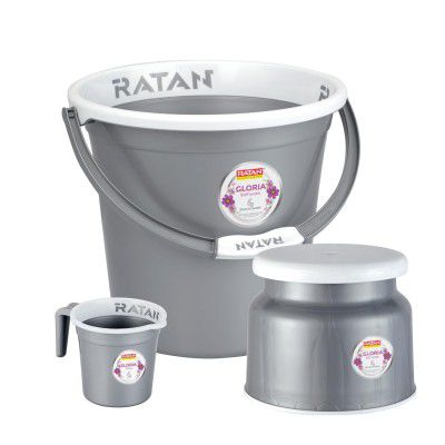 RATAN PLASTICWARE Plastic Bathroom Set of 3 Pieces Combo Pack