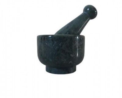 Rathore Handicrafts Forest Green Marble Mortar and Pestle Set/Kharal/Idi Kallu/Khal Musal/Imam Dasta/Okhli Musal/Khalbatta Grinding Spices and Medicines Green(4 in)