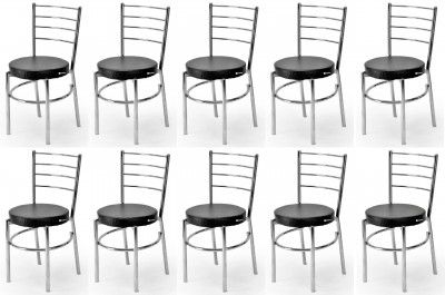 RATISON Office Visitor Study Chair Home Restaurant Steel Dining Chair (Black, 10)
