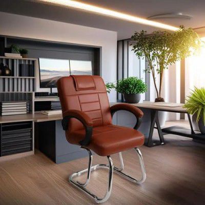 RATISON Special Chair with arm Rest with Strong Metal Frame of Steel and Cushioned seat Back, Pack of 1 (Brown)
