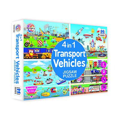 RATNA'S 4 in 1 Transport Vehicles Jigsaw Puzzle for Kids
