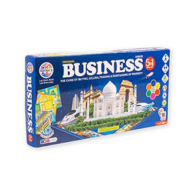 Ratna's Business JR. Coins 5 in 1 Board Game Set | Includes Games Like Business, Snake and Ladders, Ludo, Car Rally, and Cricket | Perfect for Kids & Adults 2-4 Players