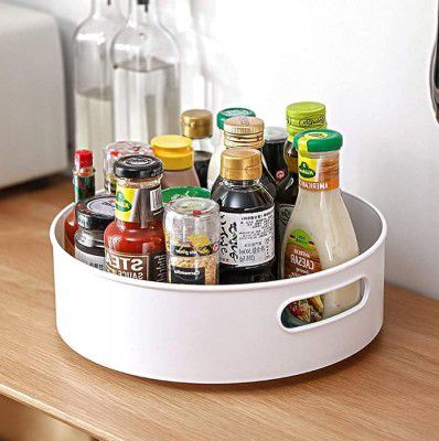 Raxon Innovation Rotating Kitchen Accessories Organizer | Revolving Condiment Holder | Rotating Organizer Tray Multi-Function Rotating Tray, Kitchen Organizer, Cosmetics Organize (Cream)