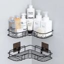 Raxon Innovation Self-Adhesive Metal Bathroom Rack Storage Shelves, Bathroom Storage Rack, Steel Bathroom Shelf Organizer Storage, Bathroom Shelf/Shelve (Corner Shelf, Set of 1)...